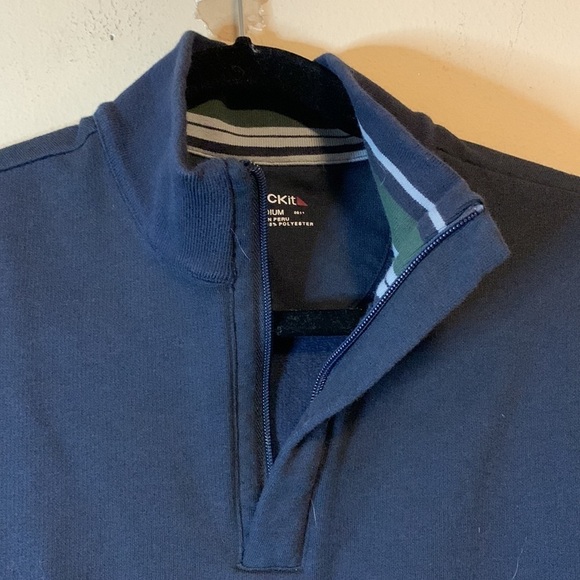 Untuckit Mens Navy Pullover Quarter Zip Cotton Long Sleeve Active Sweatshirt Med - Picture 5 of 12